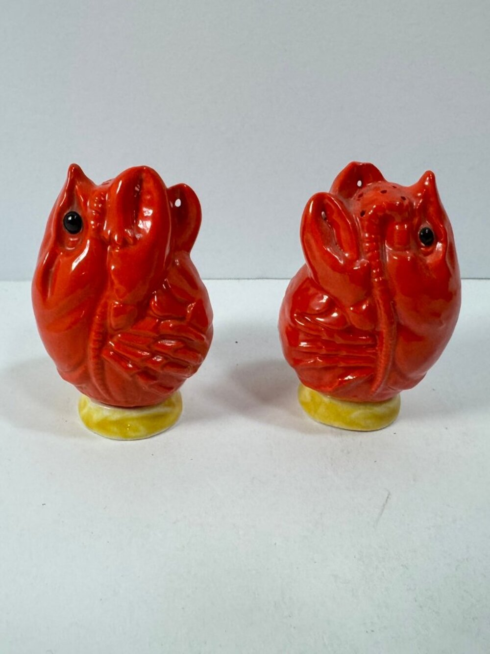 Vintage Maruhon Ware Lobster S&P Shakers Red Ceramic Japan